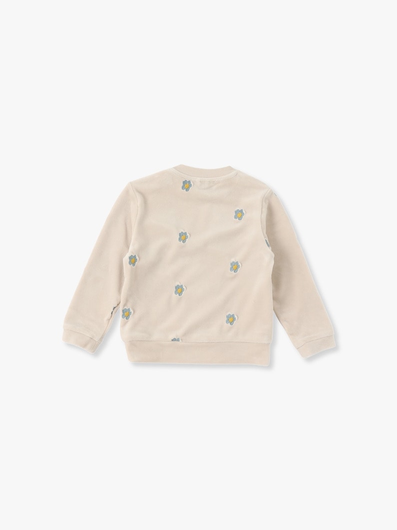 Daisy Embroidery Velour Fleece Sweat Shirt 詳細画像 cream 2