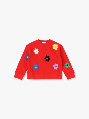 Flower Embroidery Fleece Sweat Shirt 詳細画像 red