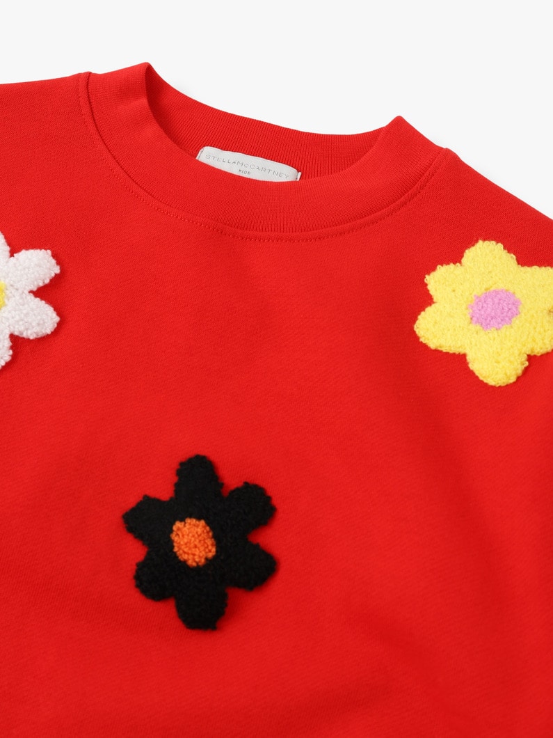 Flower Embroidery Fleece Sweat Shirt 詳細画像 red 3