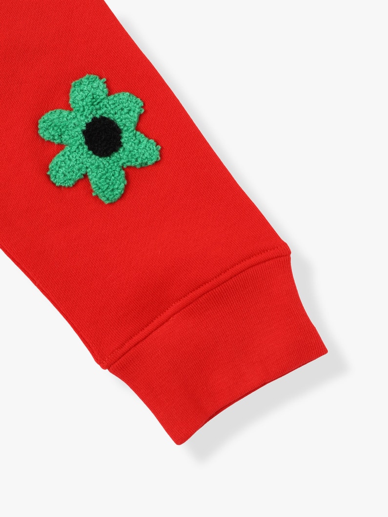 Flower Embroidery Fleece Sweat Shirt 詳細画像 red 4