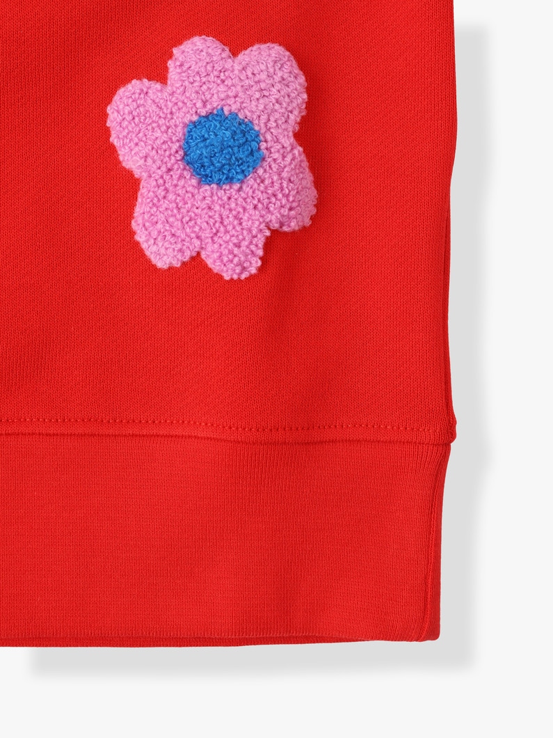 Flower Embroidery Fleece Sweat Shirt 詳細画像 red 5