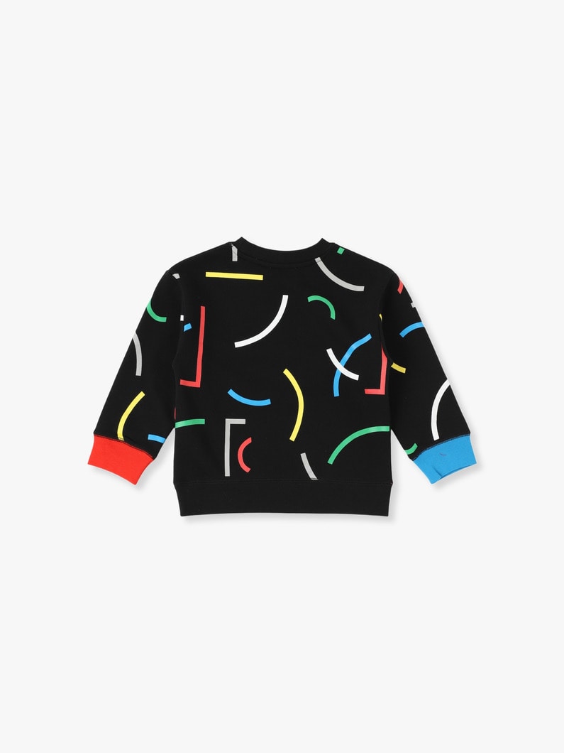 Abstract Line Print Fleece Sweat Shirt 詳細画像 black 2
