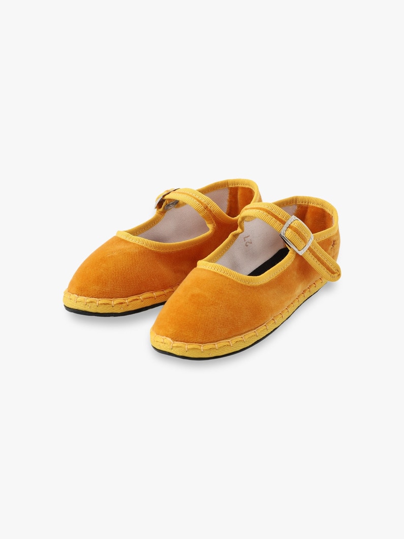 Velvet Mary Jane Flat Shoes 詳細画像 yellow 1