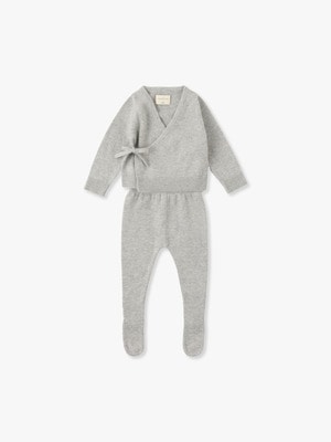 Baby Knit Kimono Top & Footie Pants 詳細画像 gray