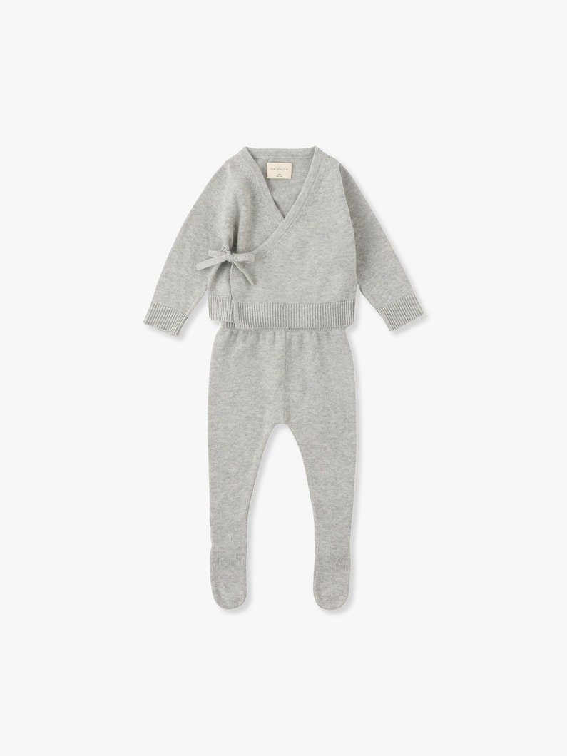 Baby Knit Kimono Top & Footie Pants 詳細画像 gray 1