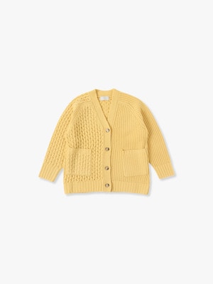 Cable Mix Knit Cardigan 詳細画像 yellow