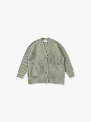 Cable Mix Knit Cardigan 詳細画像 light green