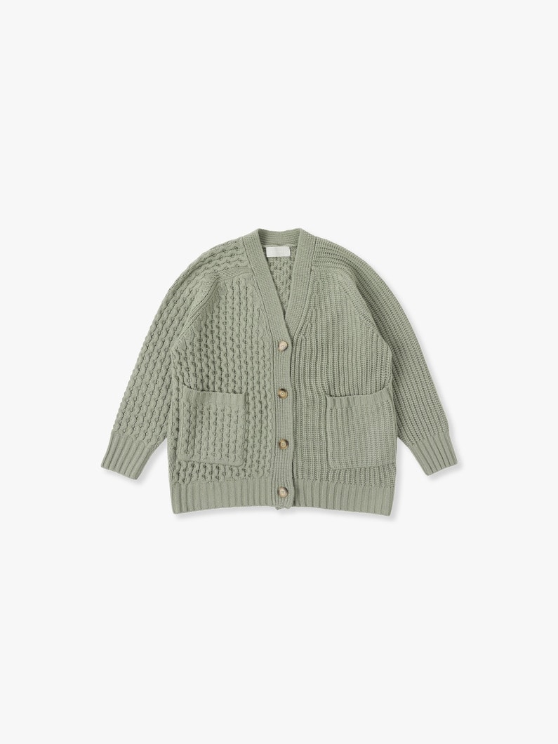 Cable Mix Knit Cardigan 詳細画像 light green 1