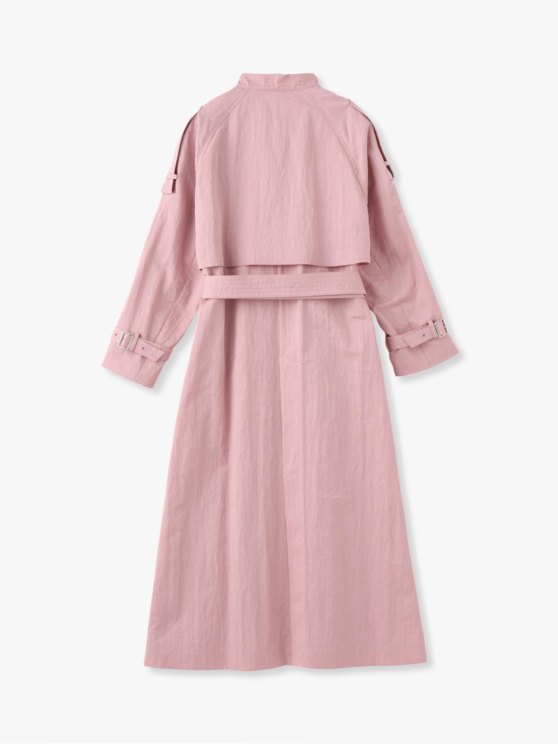 Wrinkle Cotton Collarless Trench Coat 詳細画像 pink 3