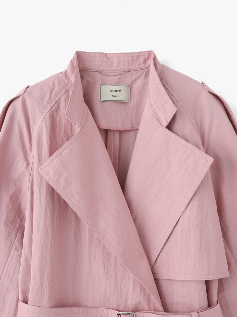 Wrinkle Cotton Collarless Trench Coat 詳細画像 pink 4