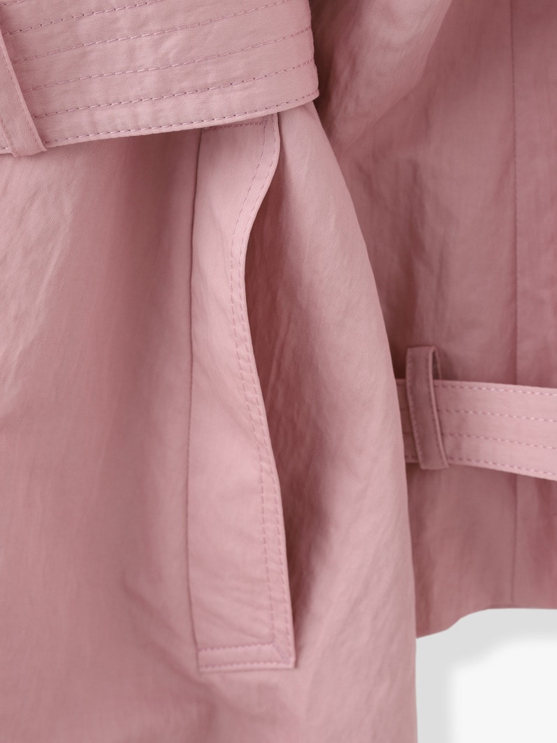 Wrinkle Cotton Collarless Trench Coat 詳細画像 pink 7
