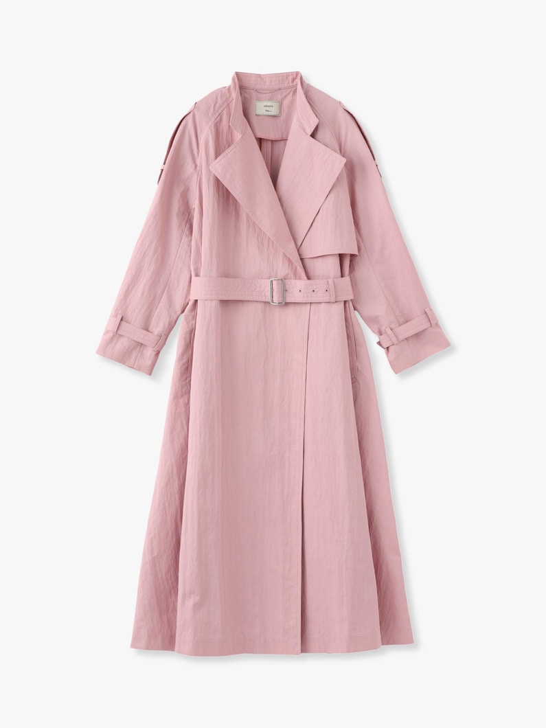 Wrinkle Cotton Collarless Trench Coat 詳細画像 pink 2