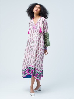 Cotton Silk Phool Print Yukari Dress 詳細画像 pink