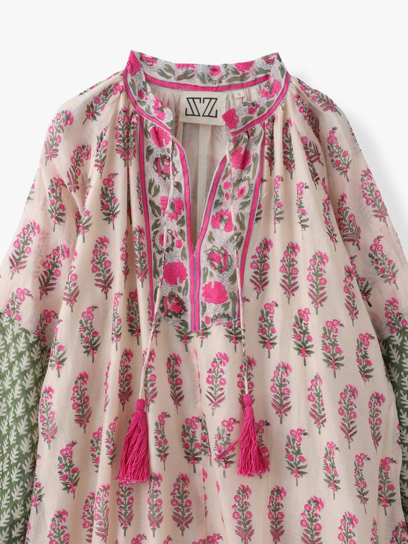 Cotton Silk Phool Print Yukari Dress 詳細画像 pink 6