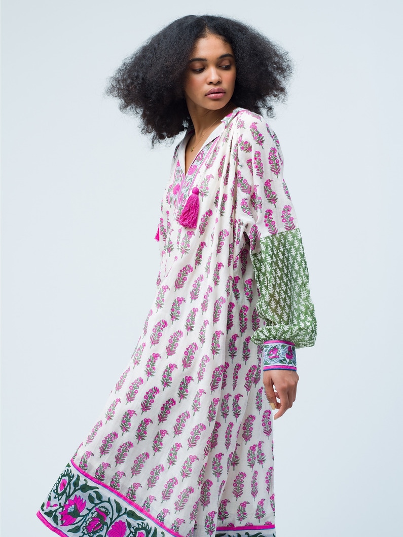 Cotton Silk Phool Print Yukari Dress 詳細画像 pink 3