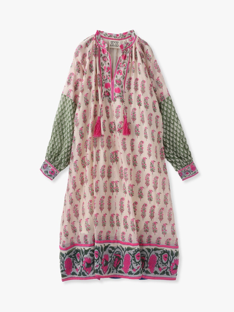 Cotton Silk Phool Print Yukari Dress 詳細画像 pink 4