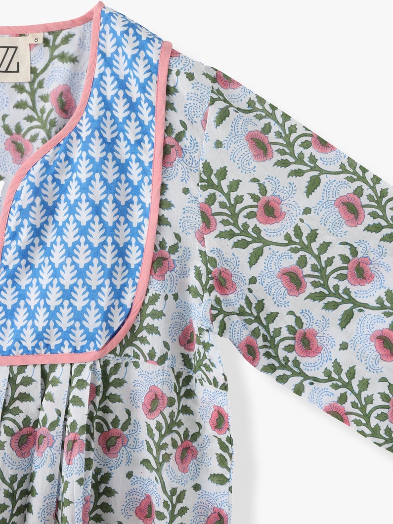 Kitty Moss & Faded Rose Print Dress 詳細画像 blue 4