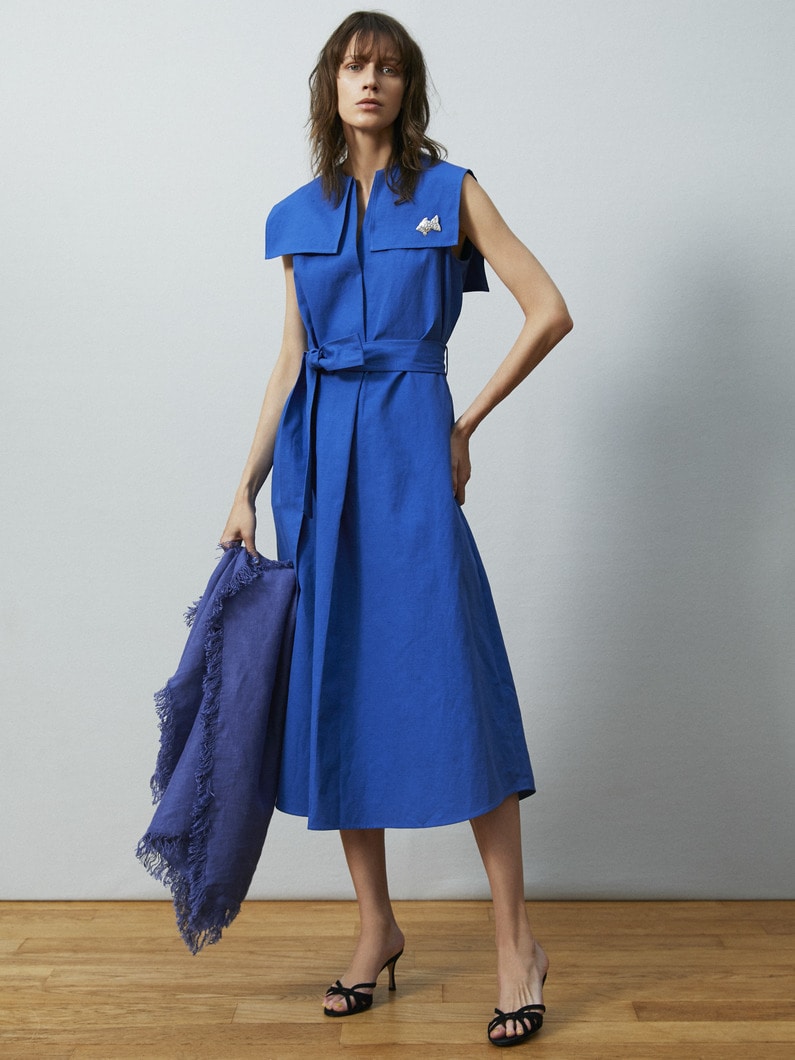 Botanical Cotton Linen Dress 詳細画像 blue 1