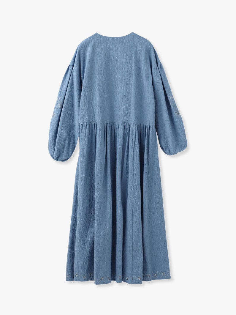 Seersucker Embroidery Dress 詳細画像 blue 4