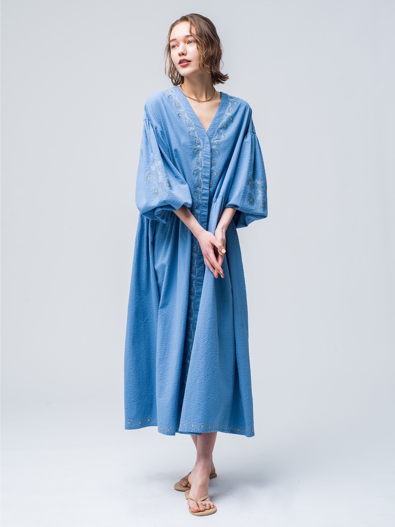 Seersucker Embroidery Dress 詳細画像 blue 2