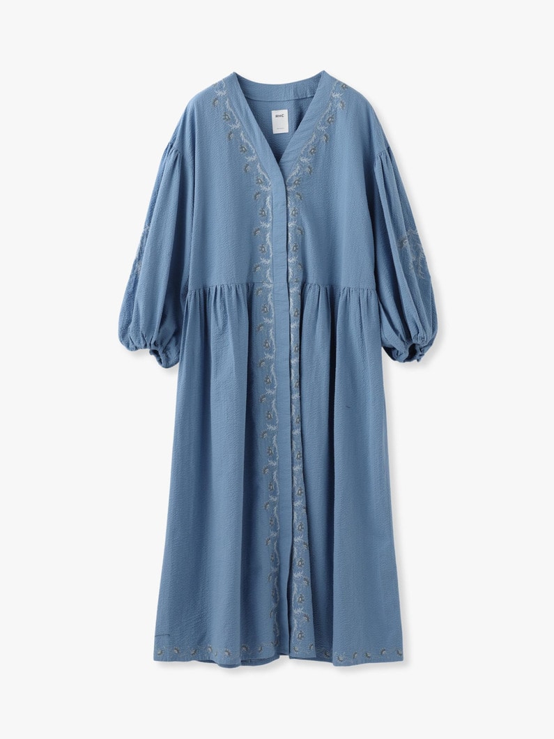 Seersucker Embroidery Dress 詳細画像 blue 3