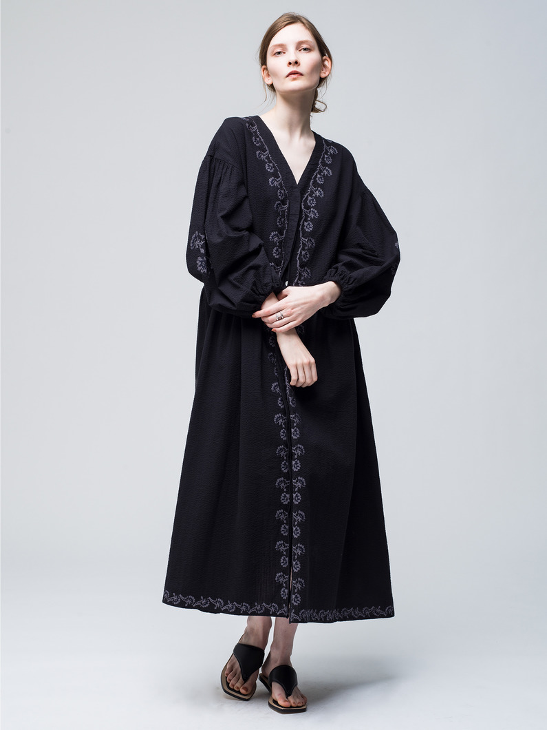Seersucker Embroidery Dress 詳細画像 black 1