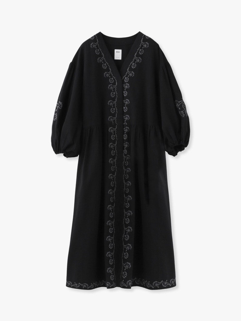 Seersucker Embroidery Dress 詳細画像 black 4
