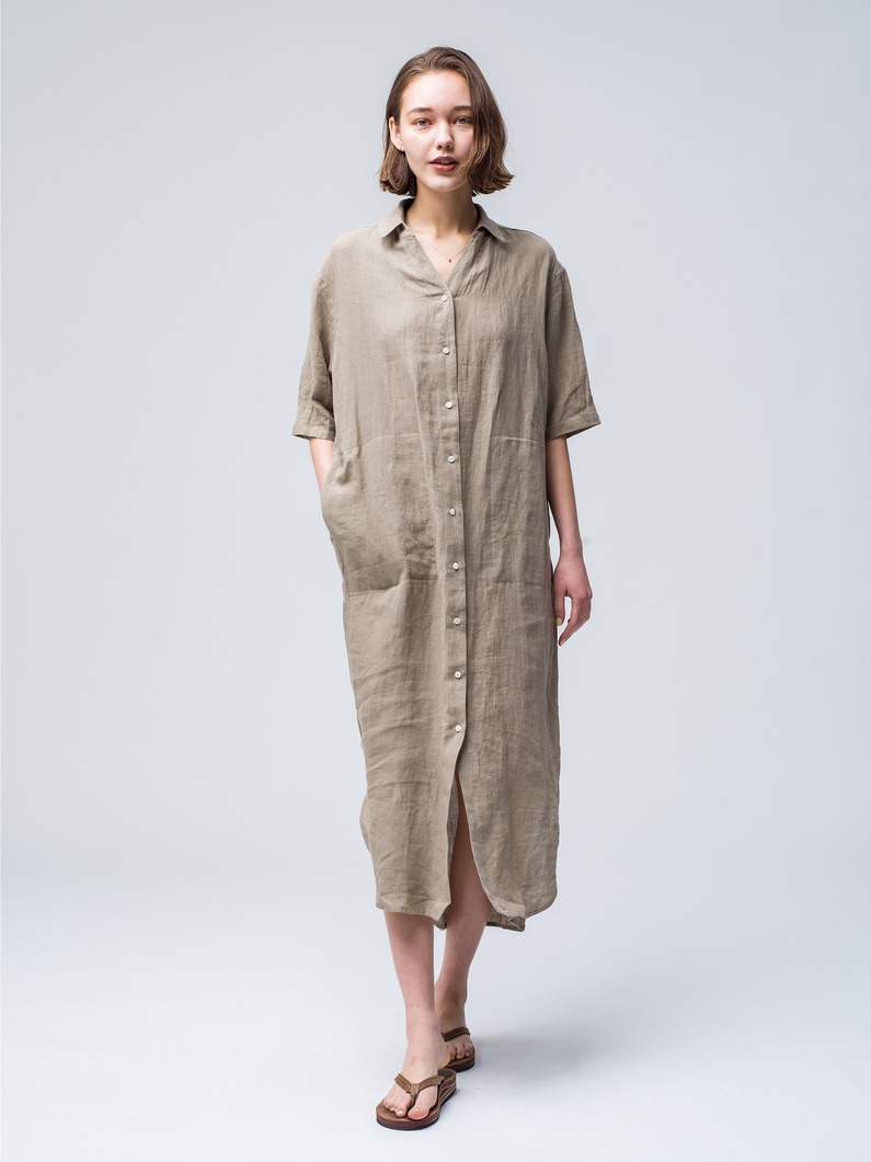 Linen Shirt Dress 詳細画像 beige 1