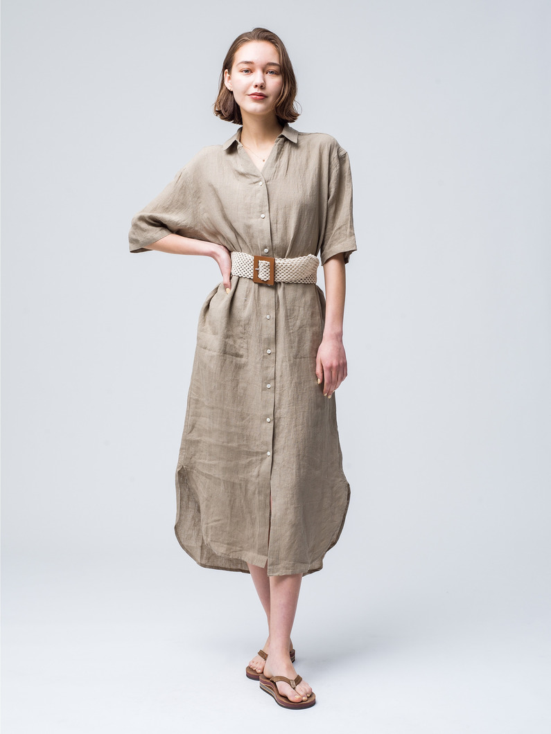 Linen Shirt Dress 詳細画像 beige 2