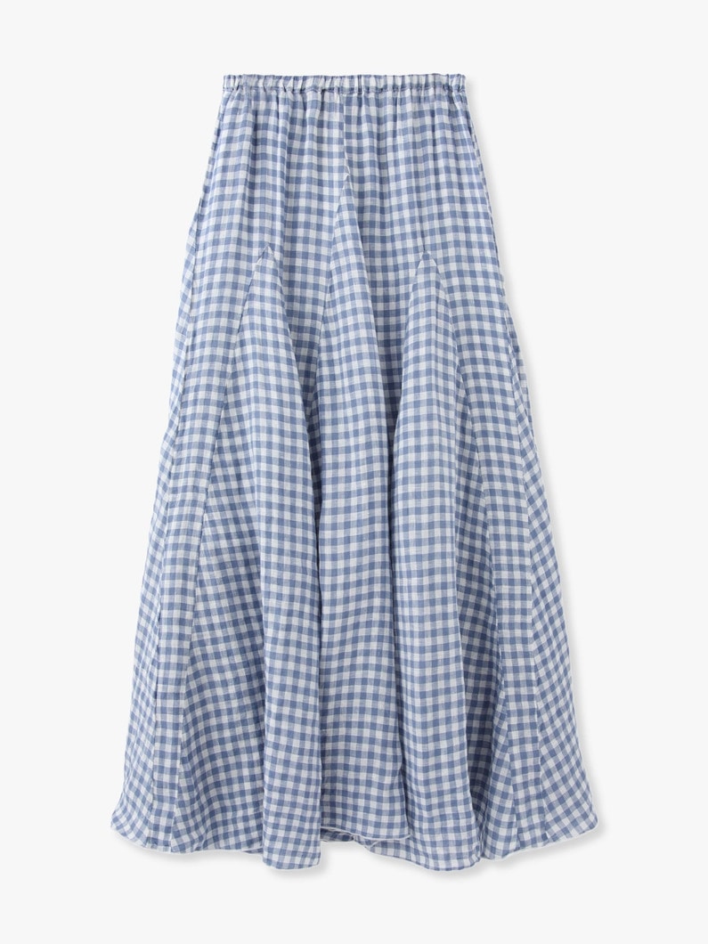 Lily Linen Checked Skirt  詳細画像 blue 2