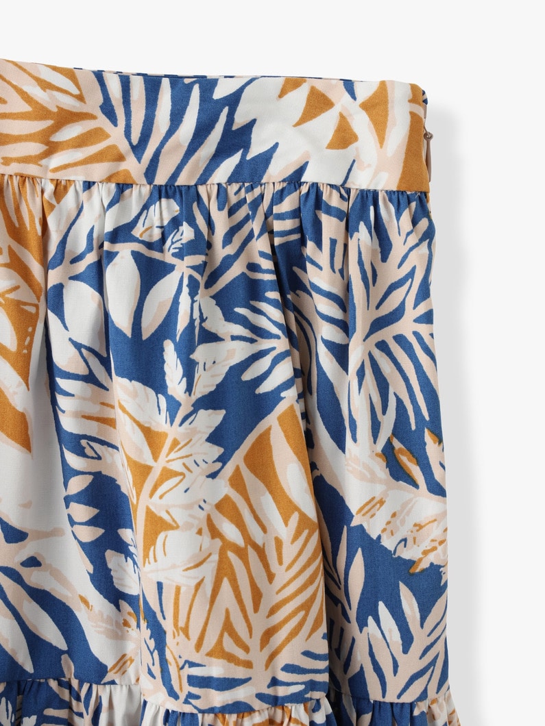 Sea Leaf Print Maxi Skirt 詳細画像 blue 3