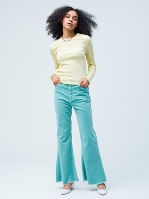 Flare Stretch Corduroy Pants (white/beige/light green/light blue) 詳細画像 light green