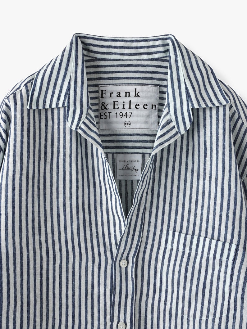 Mary Italian Linen Striped Shirt 詳細画像 blue 3