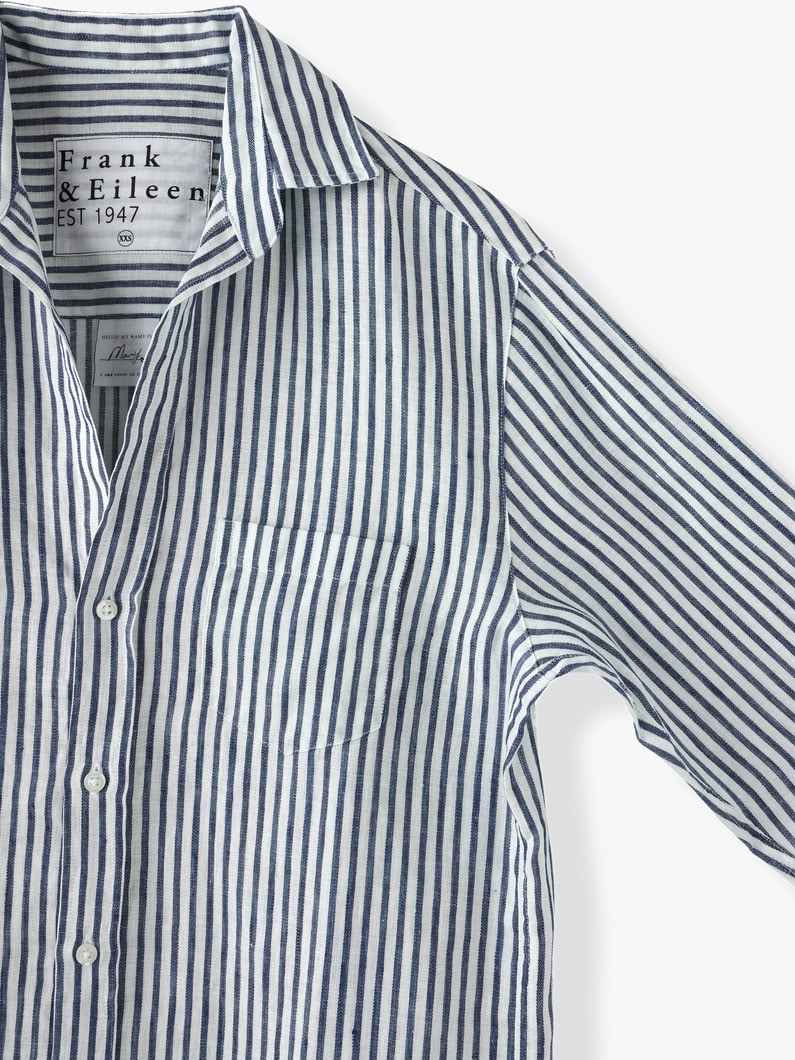 Mary Italian Linen Striped Shirt 詳細画像 blue 4