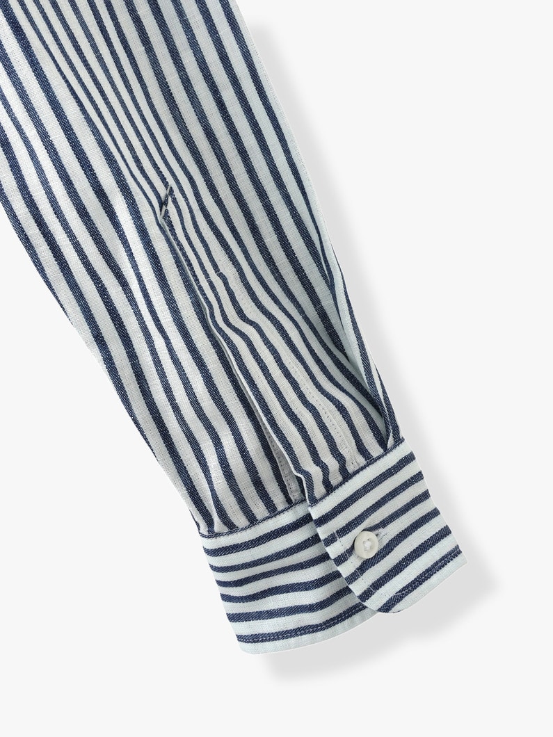 Mary Italian Linen Striped Shirt 詳細画像 blue 5