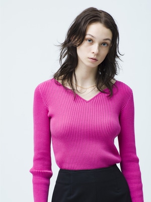 Heart Neck Knit Pullover 詳細画像 pink