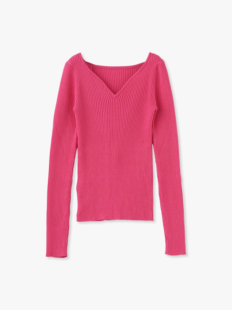 Heart Neck Knit Pullover 詳細画像 pink 4