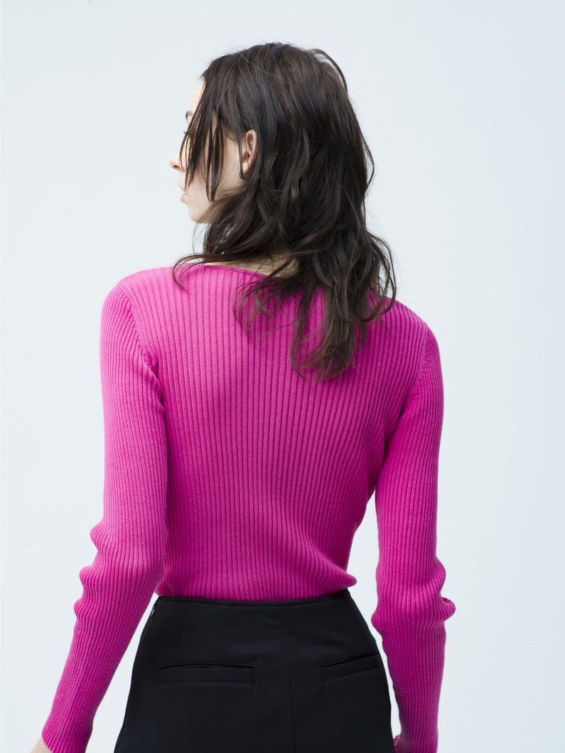 Heart Neck Knit Pullover 詳細画像 pink 2
