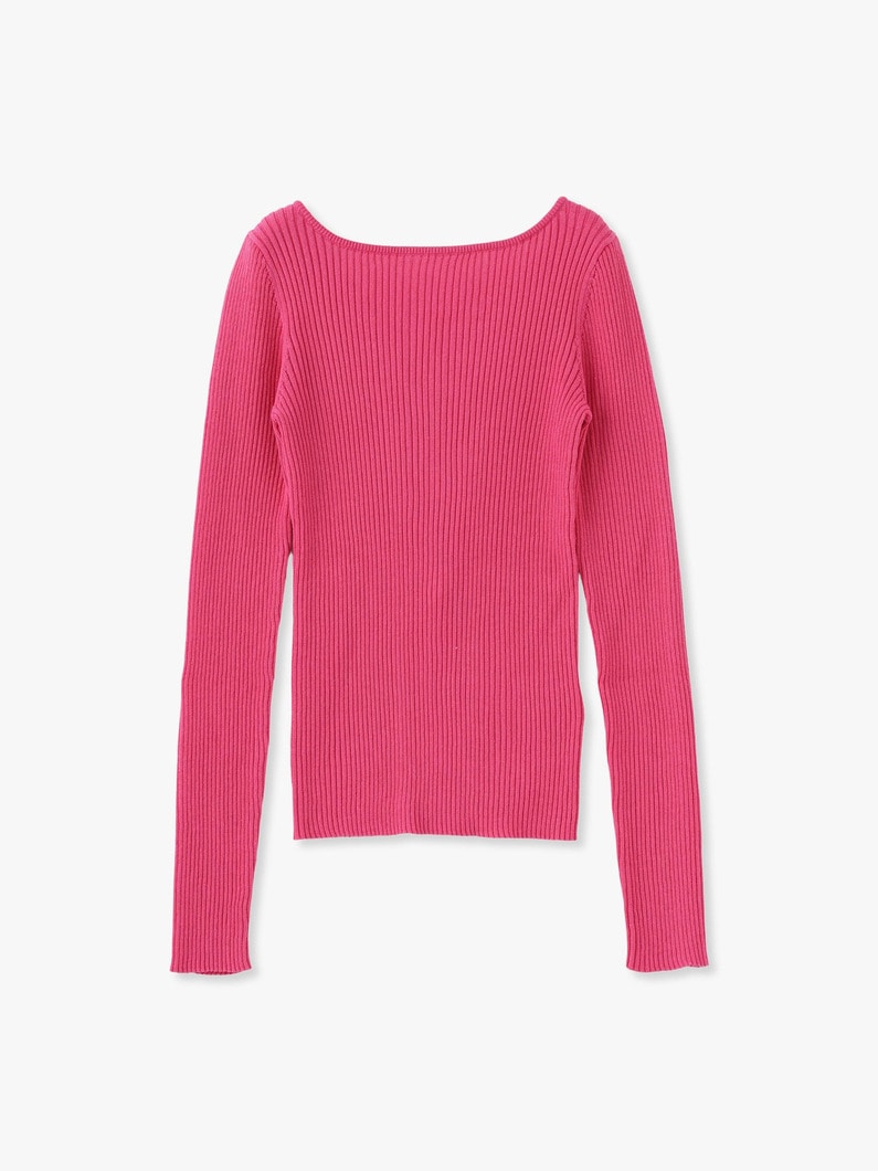 Heart Neck Knit Pullover 詳細画像 pink 3