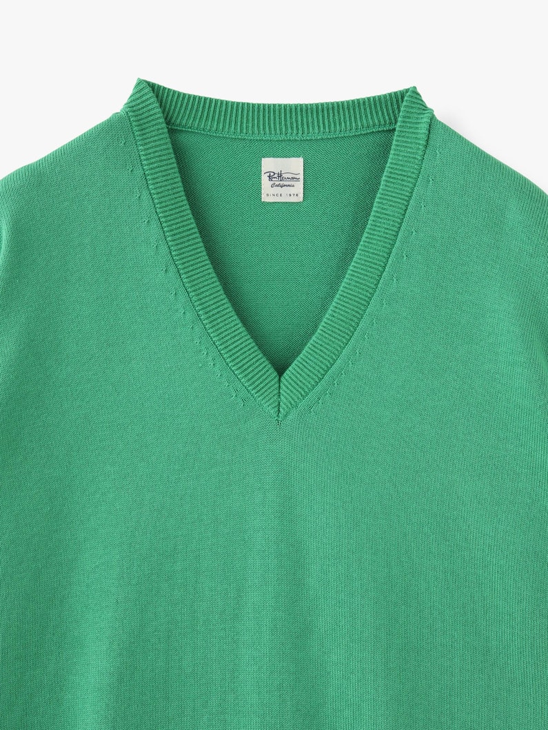Corcoran Cotton V Neck Pullover 詳細画像 green 3