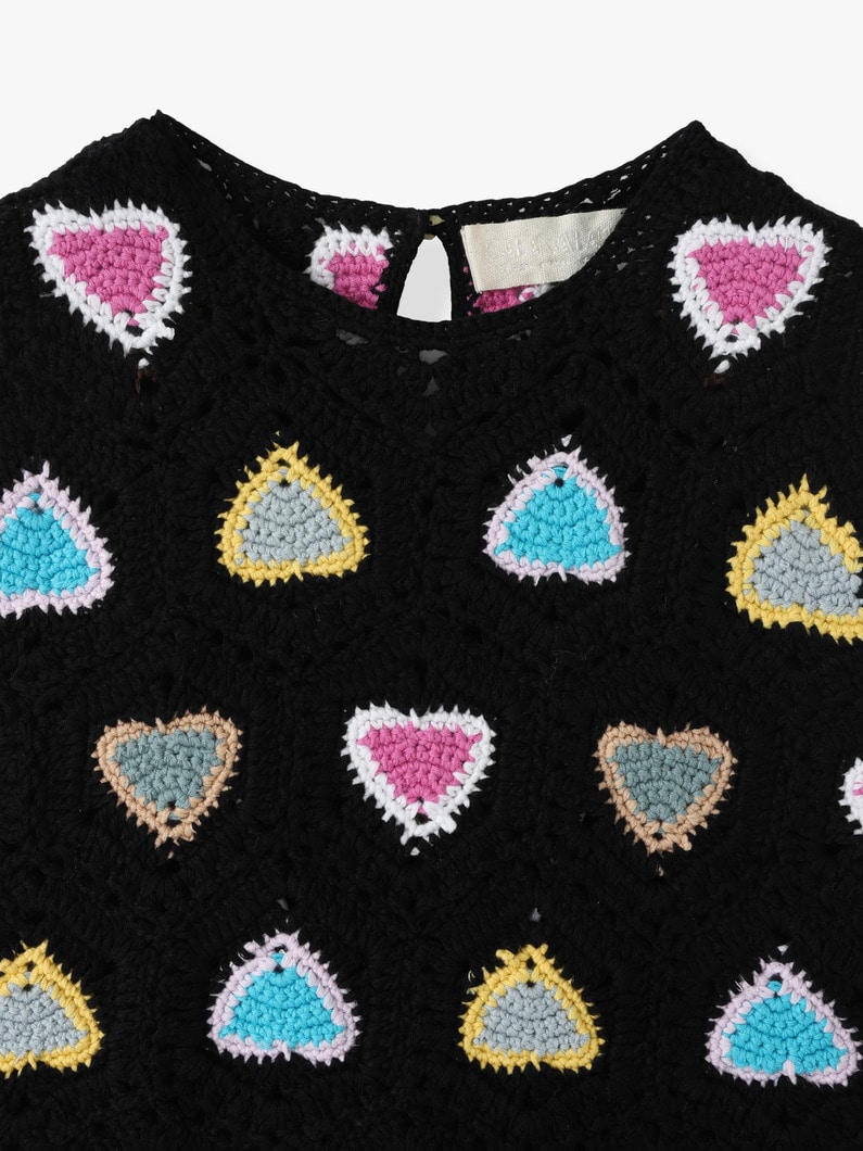 Heart Crochet Top 詳細画像 black 4