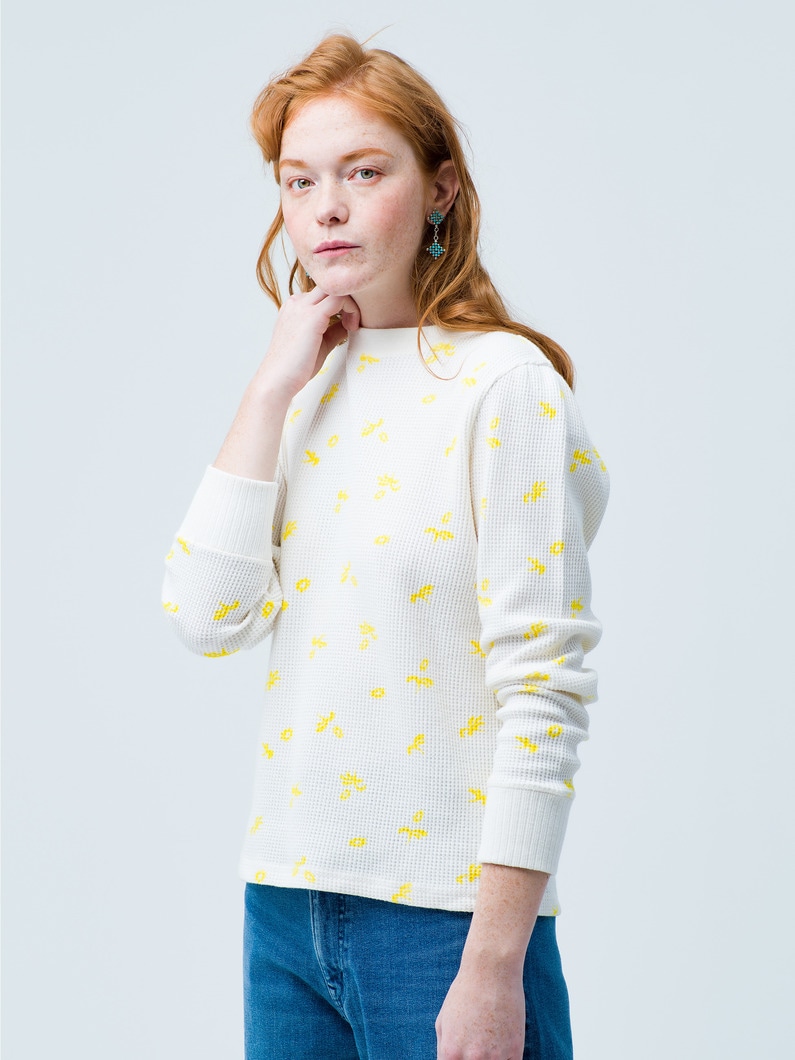 Shinme Print Waffle Pullover 詳細画像 ivory 3
