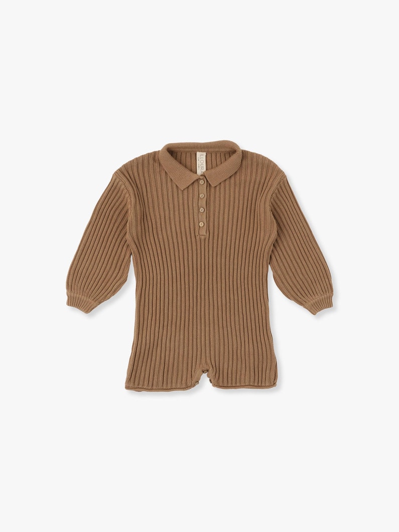 Essential Knit Long Rompers 詳細画像 brown 1