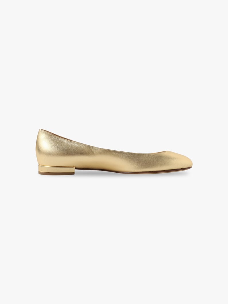 Nappa Laminated Leather Round Toe Flat Shoes 詳細画像 light gold 2