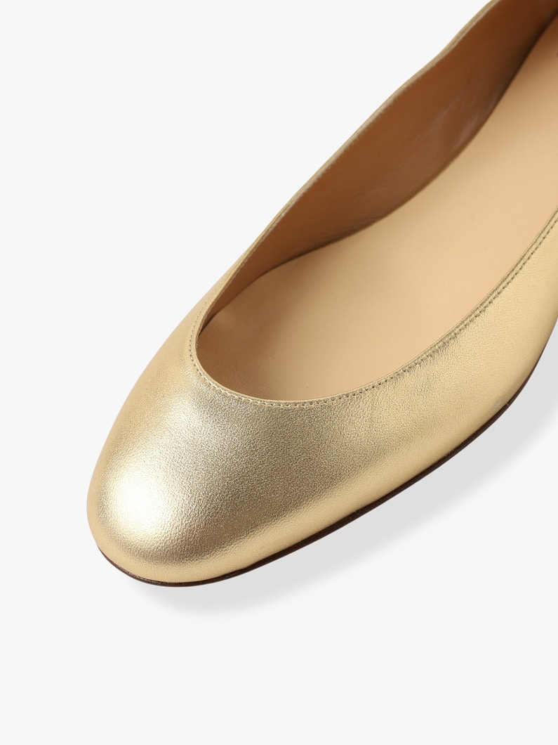 Nappa Laminated Leather Round Toe Flat Shoes 詳細画像 light gold 6