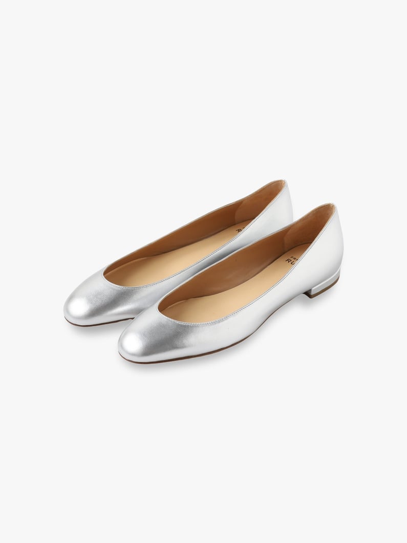 Nappa Laminated Leather Round Toe Flat Shoes 詳細画像 silver