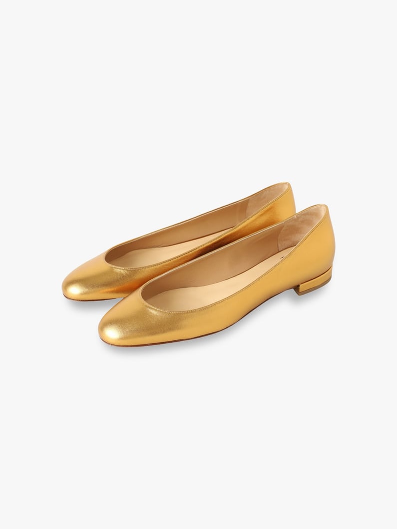 Nappa Laminated Leather Round Toe Flat Shoes 詳細画像 gold 1