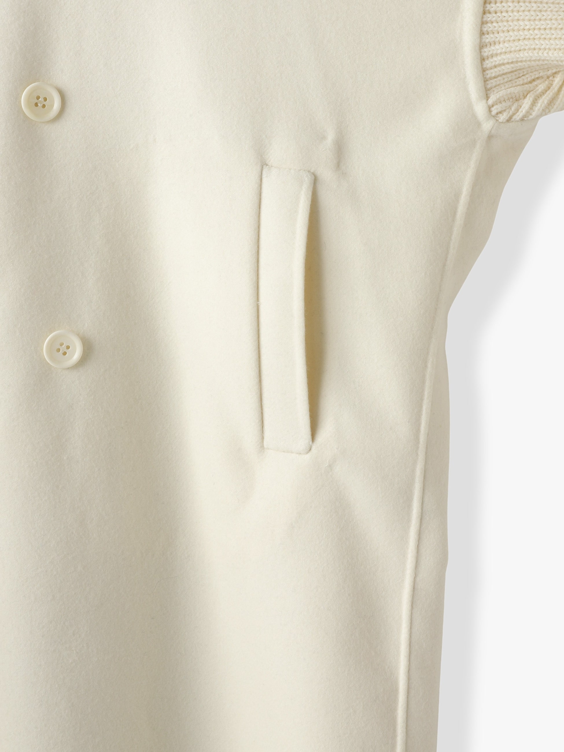 Melton Rib Knit Sleeve Coat (ivory/navy)｜mtmodelist(エムティー