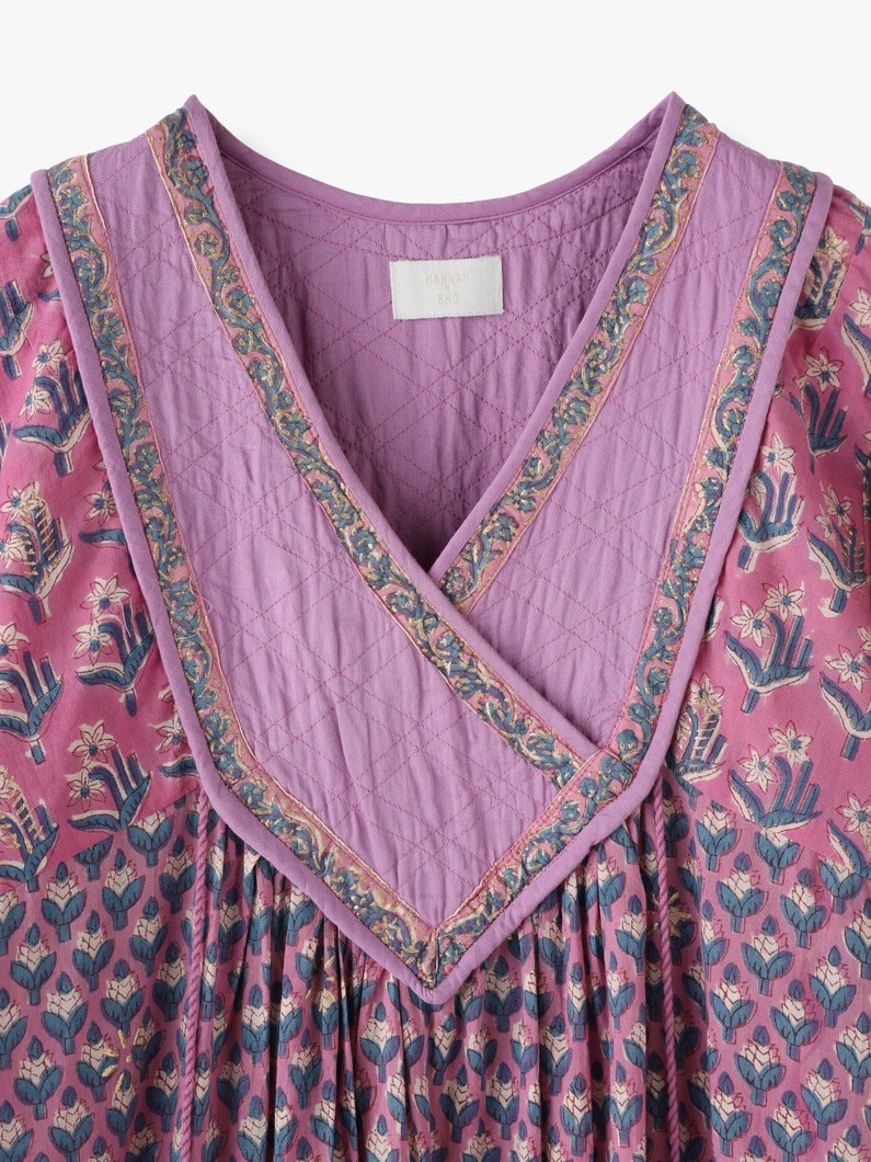 Vintage Block Print Dress 詳細画像 purple 4
