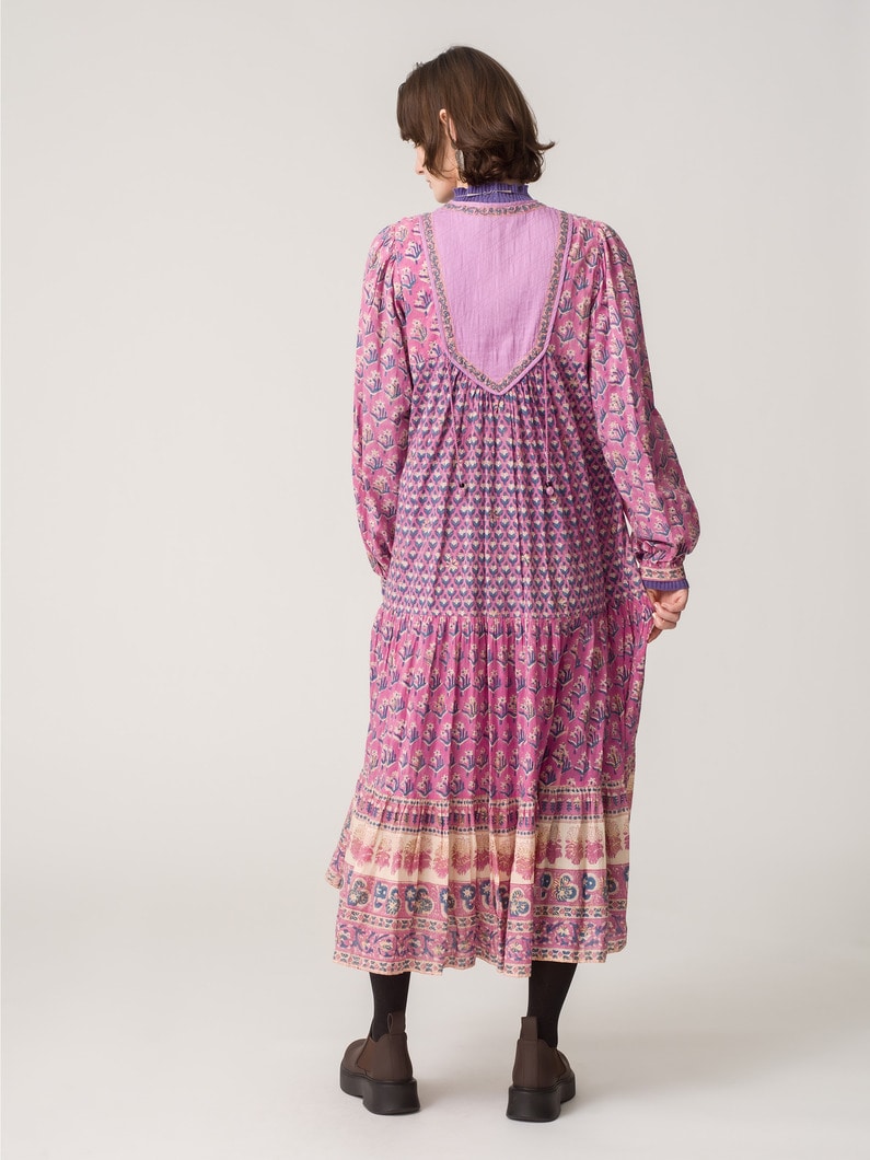 Vintage Block Print Dress 詳細画像 purple 2